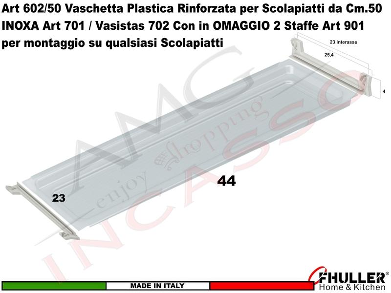 Vaschetta Raccogligocce TRASPARENTE INOXA 602/50AR Per Scolapiatti da 50 + 2 901
