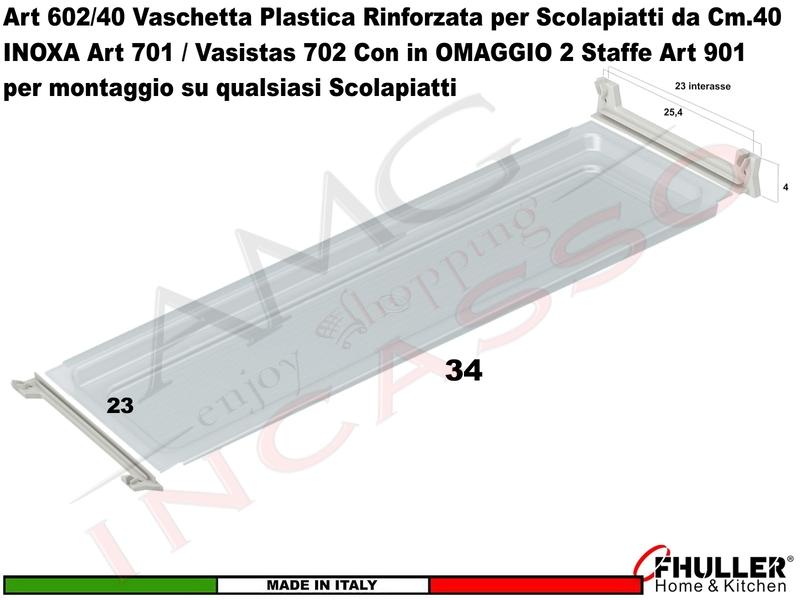 Vaschetta Raccogligocce TRASPARENTE INOXA 602/40AR Per Scolapiatti da 40 + 2 901