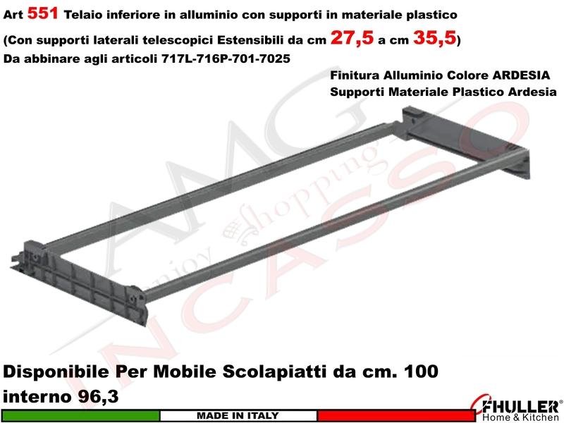 Telaio ARDESIA Scolapiatti FHULLER 551 da 100 Interno 96,3 Estensibile da 27/35