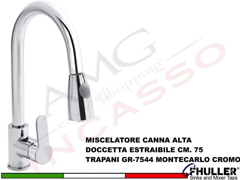 FHULLER Miscelatore Cucina con Doccetta Estraibile TRAPANI GR7544 MONTECARLO Cromo