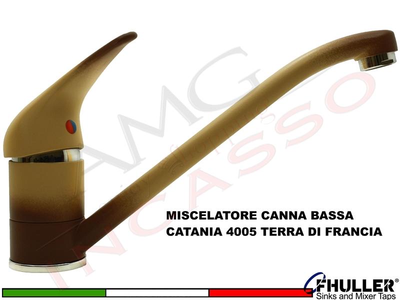 FHULLER Rubinetto Miscelatore Cucina CATANIA EUROPA 4005TF Canna Bassa Terra Di Francia
