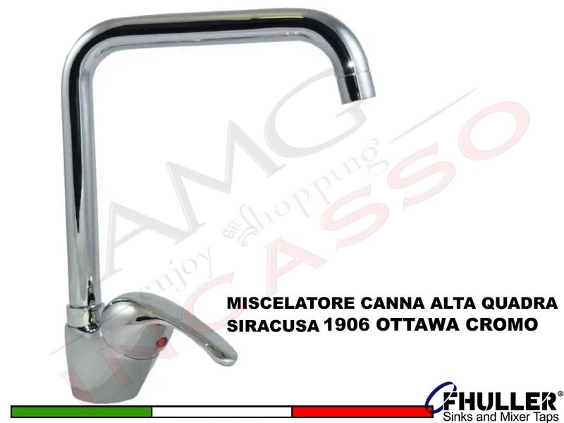 FHULLER Rubinetto Miscelatore Cucina SIRACUSA OTTAWA 1906 Canna Alta ad U Cromo