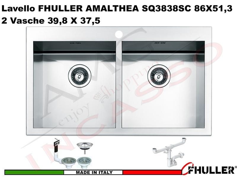 Lavello APELL - FHULLER SQ3838ISC Serie AMALTHEA 2 Vasche 86X51,3 Acciaio Inox