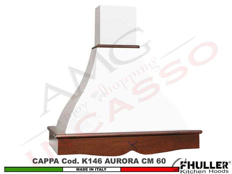Cappa FHULLER Parete Rustica Aurora 60 Legno Frassino o Tiglio Grezzo Motore 420 m³/h