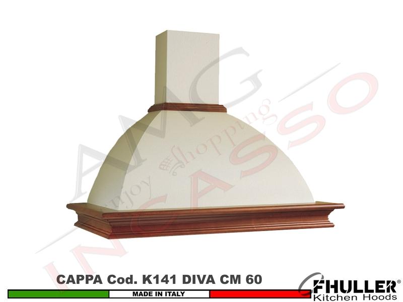 Cappa Parete Rustica Diva 60 Legno Frassino o Tiglio Grezzo + MOTORE 420 m³/h