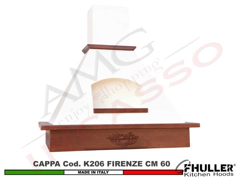 Cappa Parete Rustica Firenze 60 Legno Frassino o Tiglio Verniciata + MOTORE 420m³