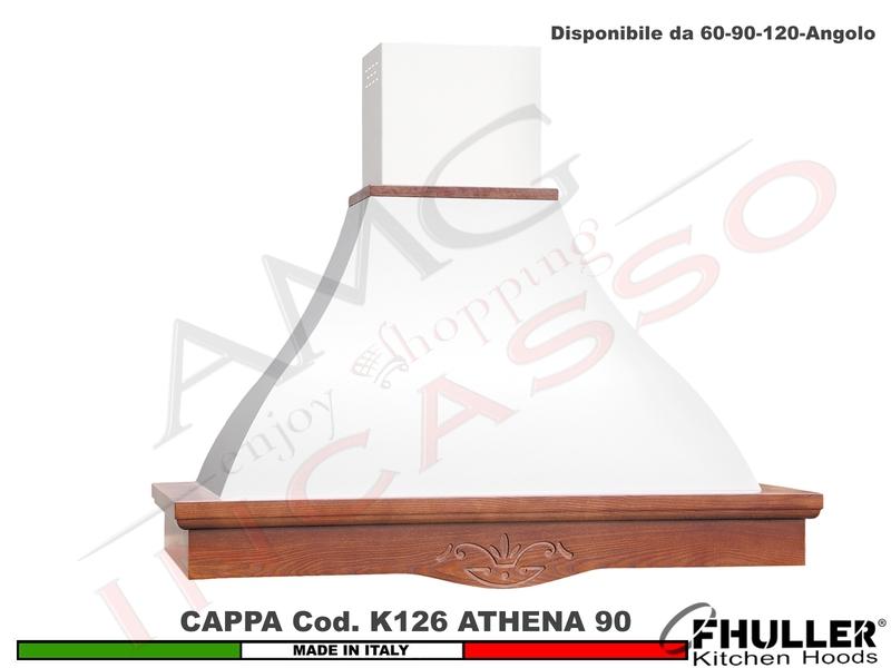 Cappa FHULLER Parete Rustica Athena 90 Legno Frassino o Tiglio Grezzo + MOTORE 420 m³/h