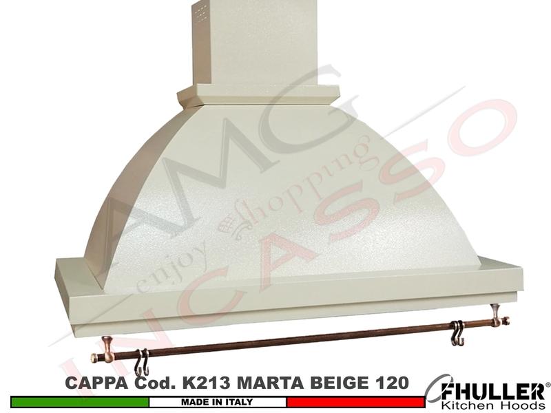 Cappa FHULLER Parete Rustica Marta 120 Vernice AVORIO Con Tubo Rame Motore 420 M³/h