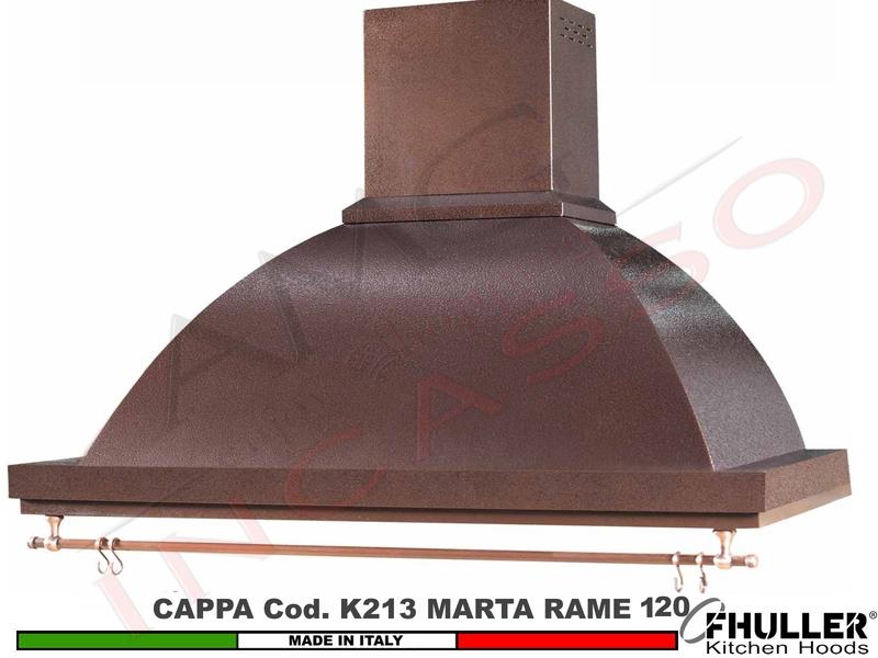 Cappa FHULLER Parete Rustica Marta 120 Vernice RAME Con Tubo Rame Motore 420 M³/h