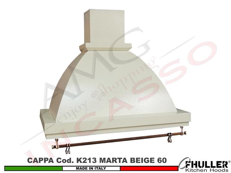 Cappa FHULLER Parete Rustica Marta 60 Verniciata AVORIO Con Tubo Rame Motore 420