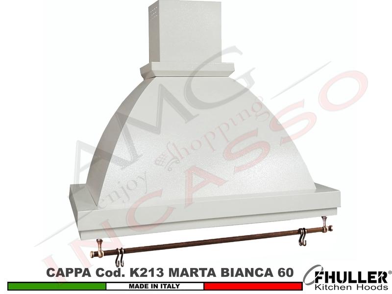 Cappa FHULLER Parete Rustica Marta 60 Verniciata BIANCA Con Tubo Rame Motore 420