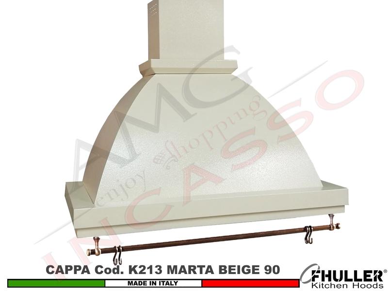 Cappa FHULLER Parete Rustica Marta 90 Verniciata AVORIO Con Tubo Rame Motore 420 M³/h