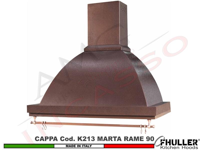 Cappa FHULLER Parete Rustica Marta 90 Verniciata RAME Con Tubo Rame Motore 420 M³/h