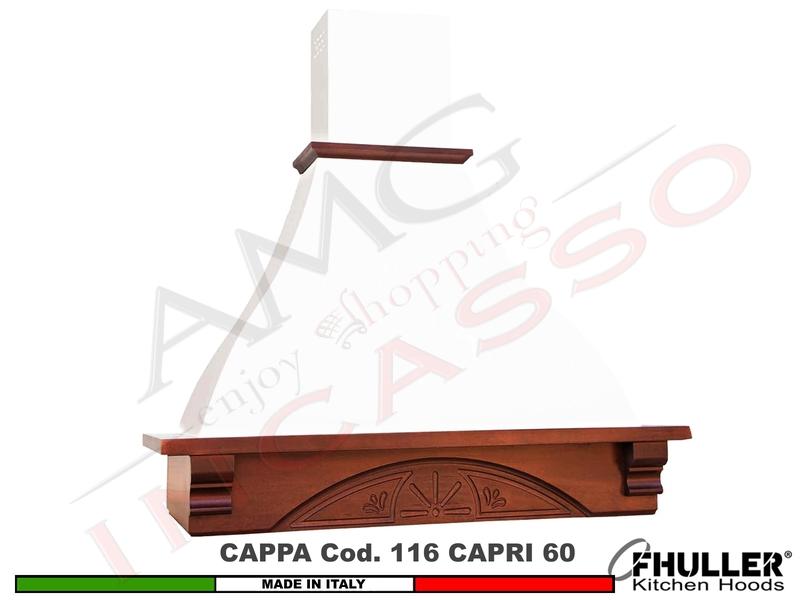 Cappa Rustica CAPRI 60 Legno Frassino o Tiglio Grezzo Motore 420 m³/h