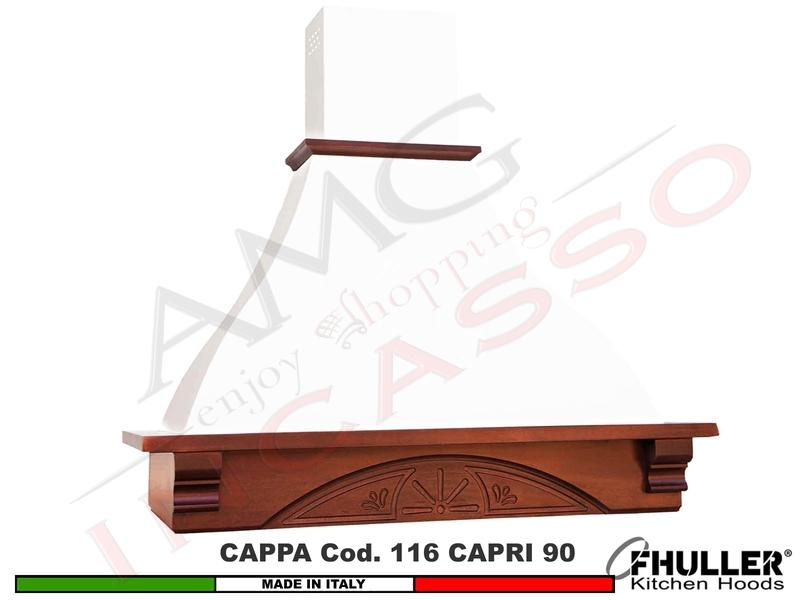 Cappa Rustica CAPRI 90 Legno Frassino o Tiglio Grezzo Motore 420 m³/h