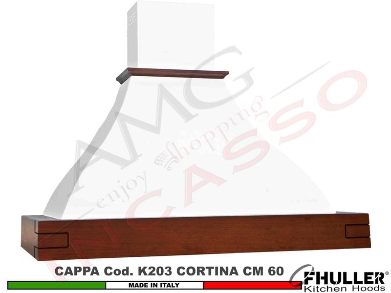 Cappa FHULLER Parete Rustica Cortina 120 Cornice LEGNO Vernice a Campione + MOTORE 420 m³/h³