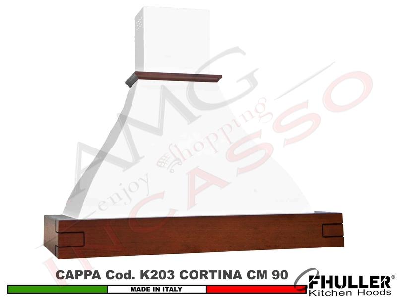 Cappa FHULLER Parete Rustica Cortina 90 Legno Frassino o Tiglio Grezzo + MOTORE 420 m³/h