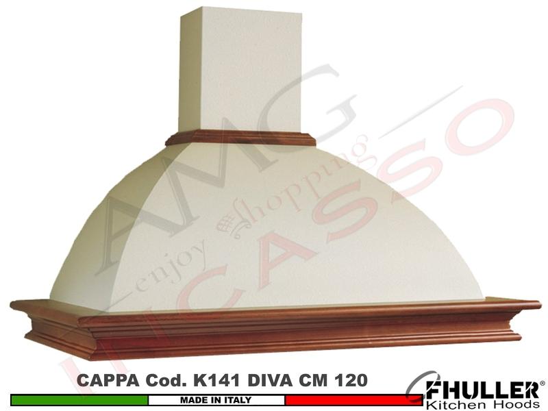 Cappa Parete Rustica Diva 120 Legno Frassino /Tiglio Grezzo + MOTORE 420 m³/h