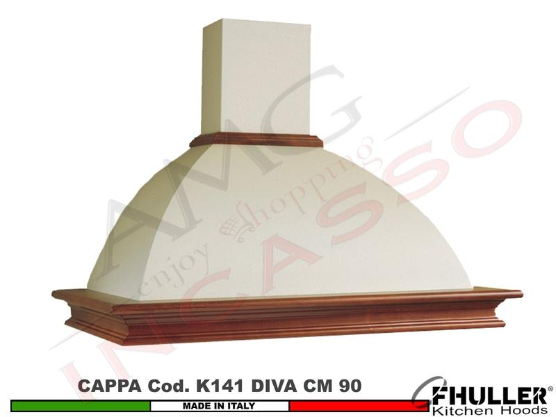 Cappa Parete Rustica Diva 90 Legno Frassino o Tiglio Grezzo + MOTORE 420 m³/h