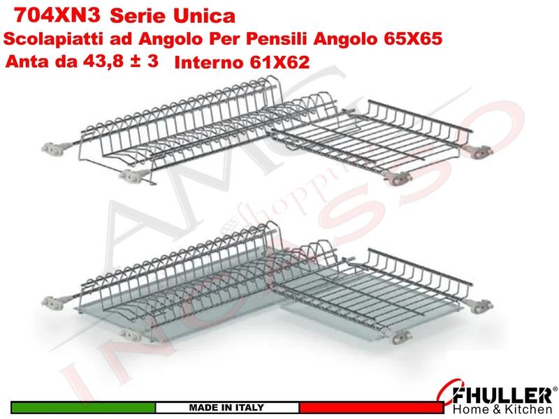 CASABRICONLINE Scolapiatti Pensile In Acciaio INOX 61 Cm Da Incasso - Per Mobile Larghezza 65 Cm, Made In Italy