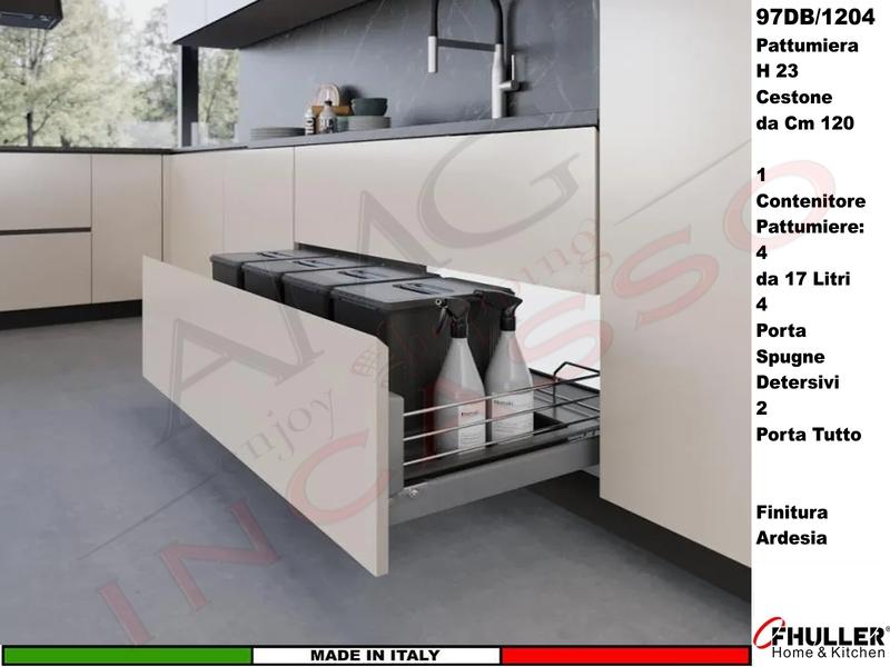 Contenitore Pattumiera Raccolta Differenziata Altezza 23 Mobile da 120