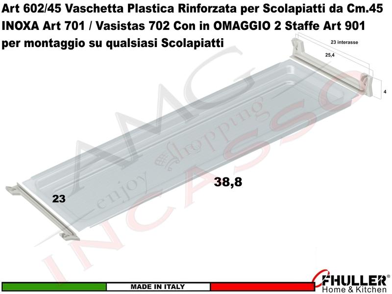 Vaschetta Raccogligocce Trasparente INOXA 602/45T Per Scolapiatti da 45 + Staffe