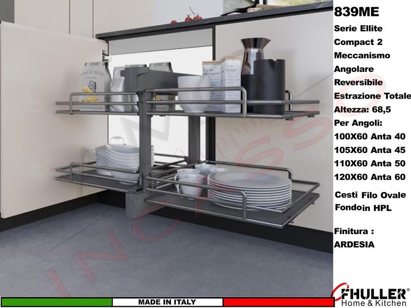 Compact 2 ELLITE 839ME/40 Angolo Base 100X60 Estrazione Totale Reversible+Cesti 1839E Scegli Colori