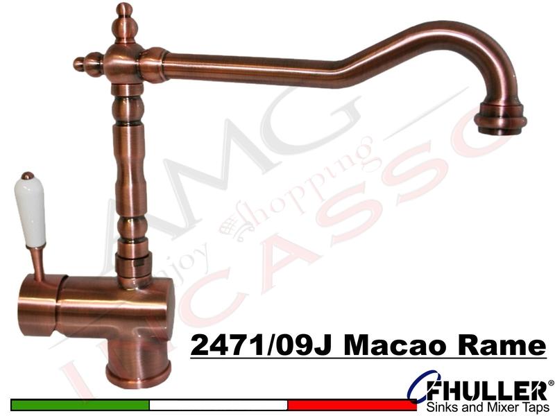 FHULLER 2471/09J Rubinetto Miscelatore Argo Macao Rustico Monocomando Vecchio Rame