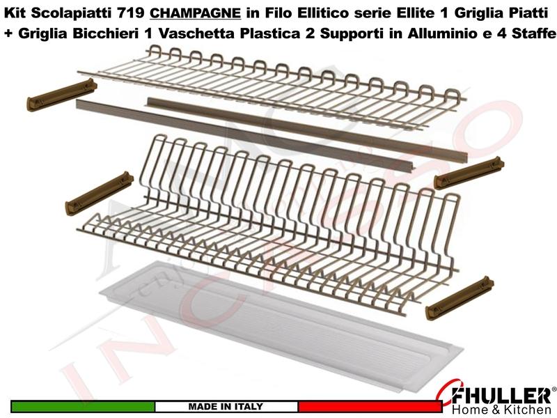 FHULLER Scolapiatti 719 Pensile 45 1 Vaschetta 2 Supporti Alluminio e 4 Staffe CHAMPAGNE