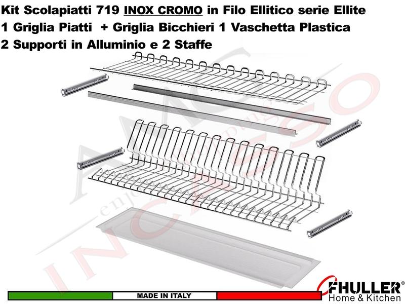 FHULLER Scolapiatti 719 Pensile 45 1 Vaschetta 2 Supporti Alluminio e 4 Staffe INOX CROMO