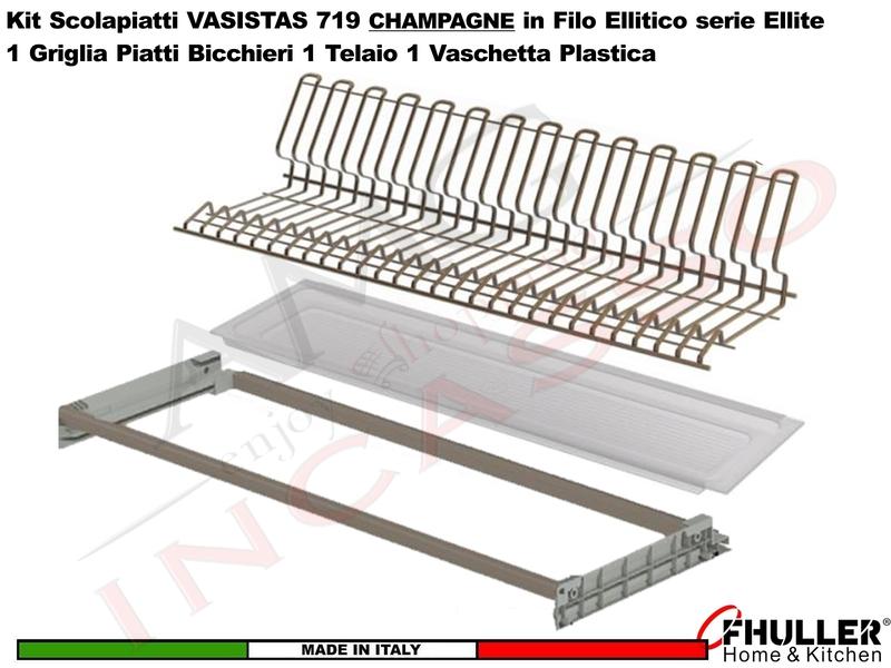 FHULLER Scolapiatti VASISTAS 719TP.T Pensile 120 1 Telaio 1 Vaschetta INOX CHAMPAGNE