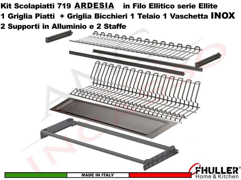 FHULLER Scolapiatti 719 Pensile 120 Telaio Vaschetta IX Supporti e Staffe ARDESIA