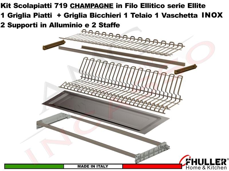FHULLER Scolapiatti 719 Pensile 120 Telaio Vaschetta IX Supporti e Staffe CHAMPAGNE