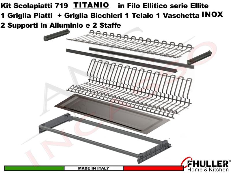 FHULLER Scolapiatti 719 Pensile 120 Telaio Vaschetta IX Supporti e Staffe TITANIO