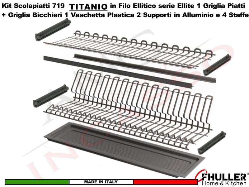 FHULLER Scolapiatti 719 Pensile 45 1 Vaschetta 2 Supporti Alluminio e 4 Staffe TITANIO