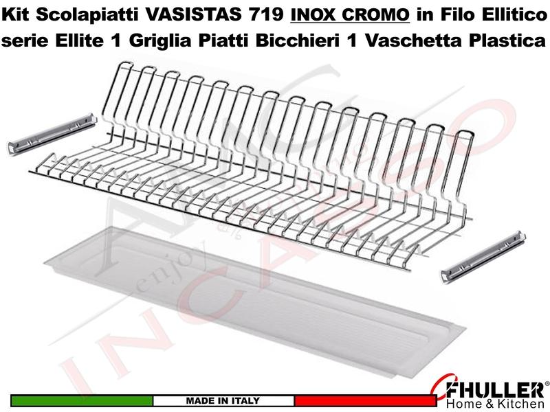 FHULLER Scolapiatti VASISTAS 719TP Pensile 45 1 Vaschetta Plastica 2 Staffe INOX CROMO