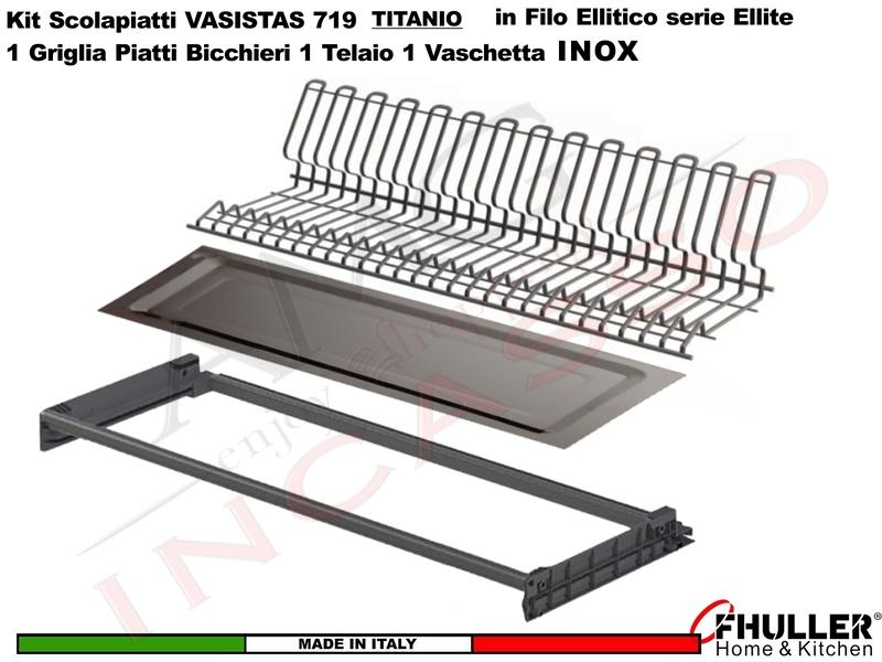 FHULLER Scolapiatti VASISTAS 719TP.T Pensile 120 1 Telaio 1 Vaschetta INOX TITANIO