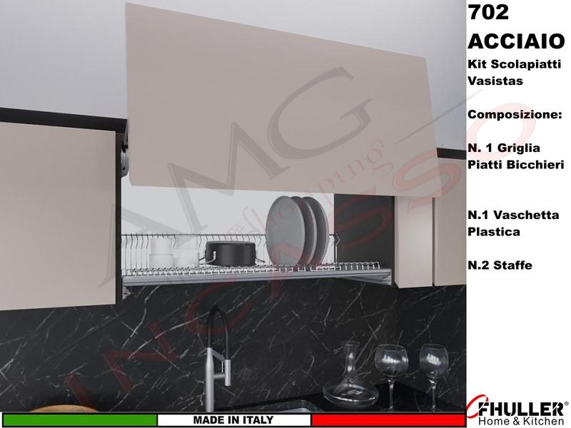 Scolapiatti Griglia Unica VASISTAS INOX 702 Pensile 40 Interno 35,6 + 2 Staffe Vaschetta