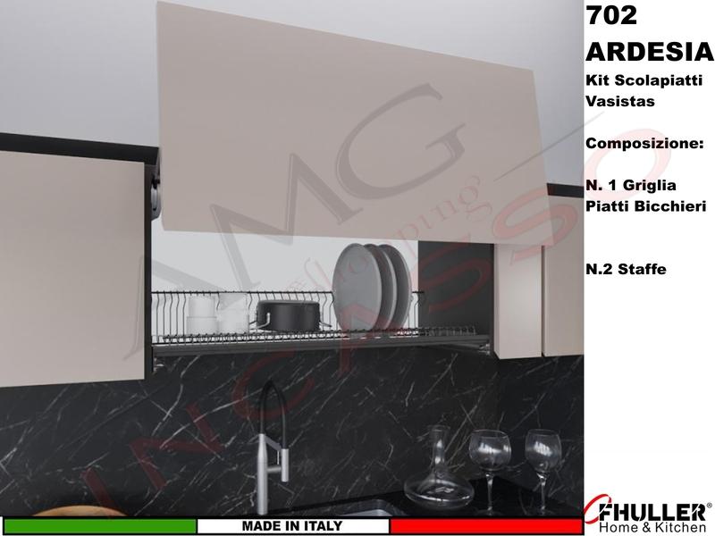 Scolapiatti Griglia Unica VASISTAS ARDESIA 702 Pensile 45 Interno 40,6 + 2 Staffe 901