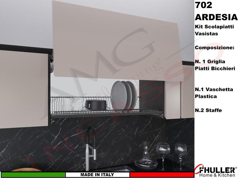 Scolapiatti Griglia Unica VASISTAS ARDESIA 702 Pensile 45 Interno 40,6 + 2 Staffe +Vaschetta