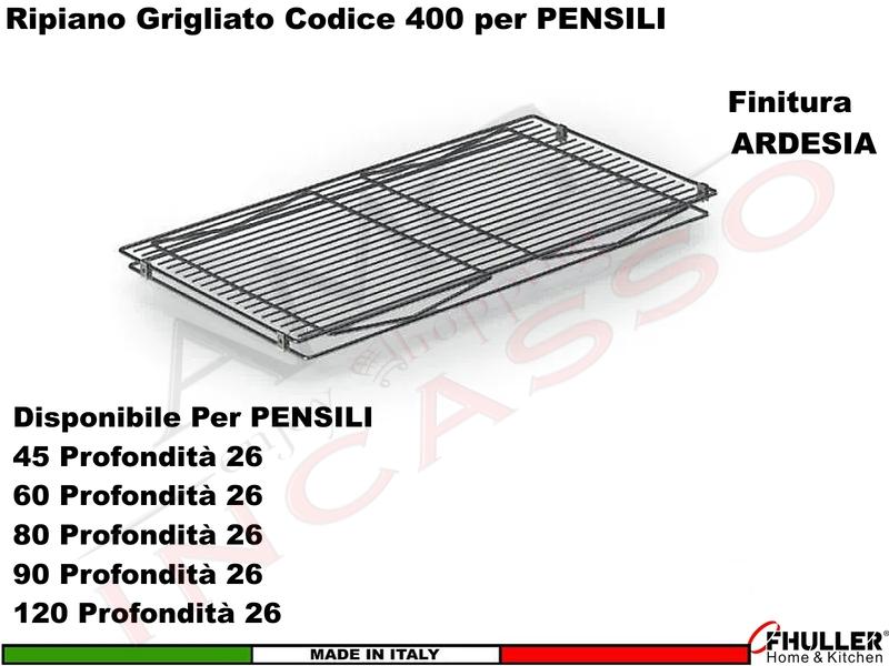 Ripiano Grigliato Mensola Pensile da 45 QUADRO 400/45-30AR Prof. 44 Ardesia