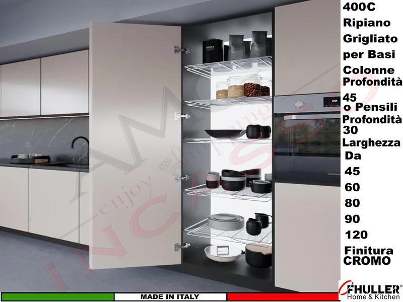 Ripiano Grigliato Base o Colonna da 120 QUADRO 400/120-45C Prof. 44 Cromato