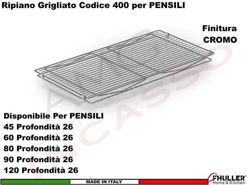 Ripiano Grigliato Mensola Pensile da 120 QUADRO 400/120-30C Prof. 44 Cromato