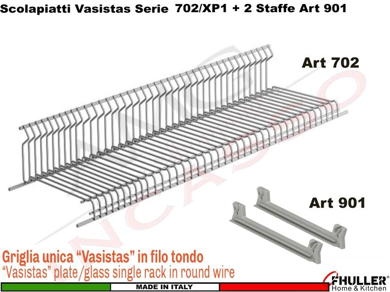 Scolapiatti VASISTAS Griglia Unica GRIGIO 702 Pensile 90 Interno 85,6 + 2 Staffe 901