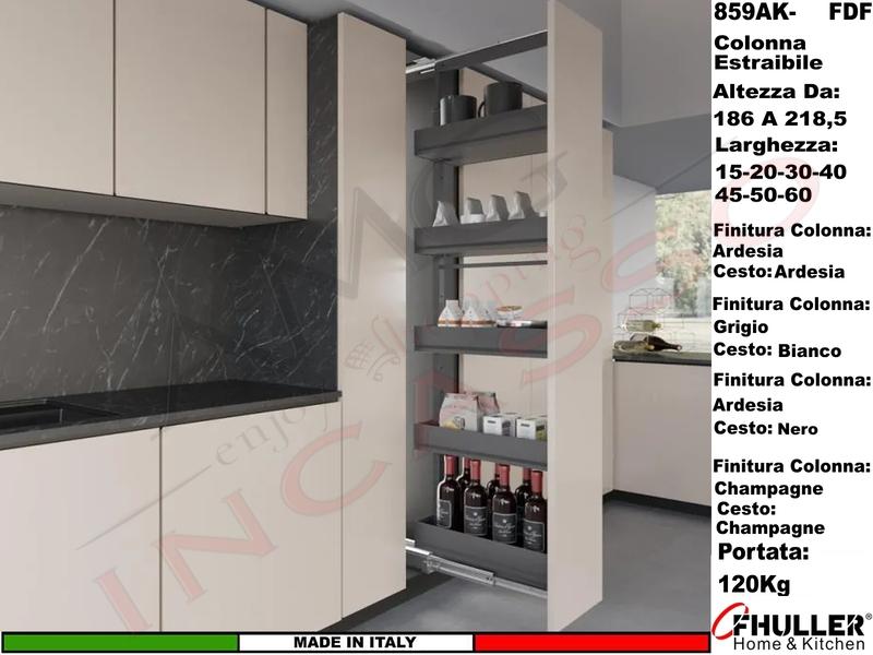 Colonna Dispensa Estraibile Alta IKONA 859AK/15 H.186 A 218 Larg.15 Max 120Kg Vari Colori
