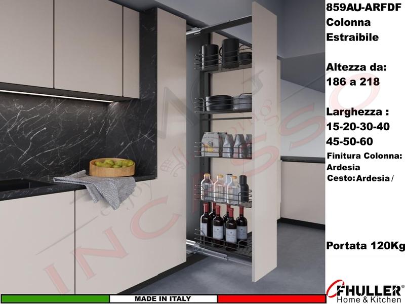 Colonna Dispensa Estraibile Alta FHULLER UNICA 859AU/AR H186 a 218 Ardesia Scegli Misure