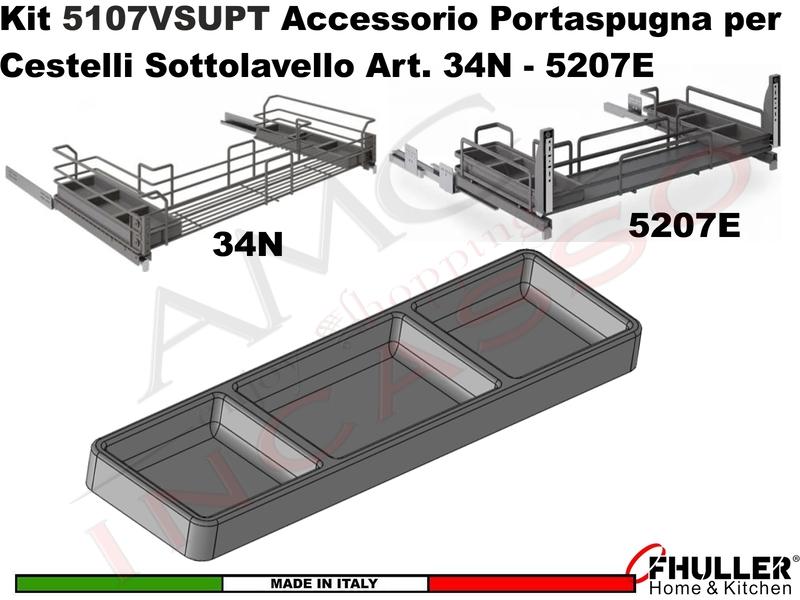 Kit 2 Vaschette porta spugne per sottolavello 34 - 5207 INOXA FHULLER Ardesia