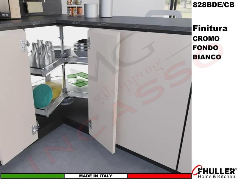 Cestello Girevole 2 Cesti 3/4 Base Min.80X80 Struttura Cromo Cesto Bianco