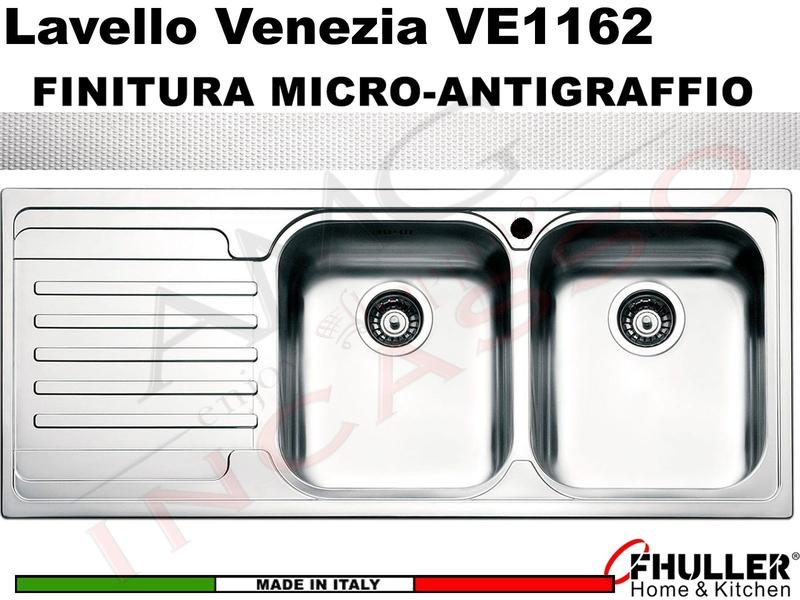 Lavello APELL-FHULLER Venezia Acciaio Antigraffio 116 X 50 2 Vasche DX e Gocc. SX