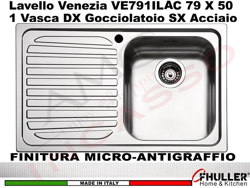 Lavello APELL-FHULLER Venezia Acciaio Antigraffio 79 X 50 1 Vasca DX e Gocc. SX